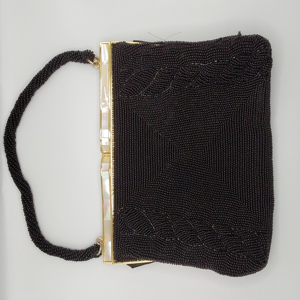 Beautiful vintage black beaded handbag